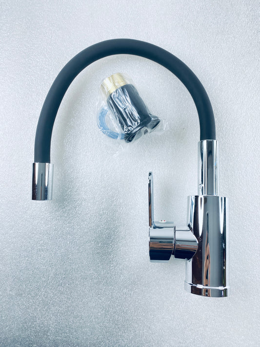 New Other Flexible Kitchen Faucet With Single Handle Lever, Chrome/Black