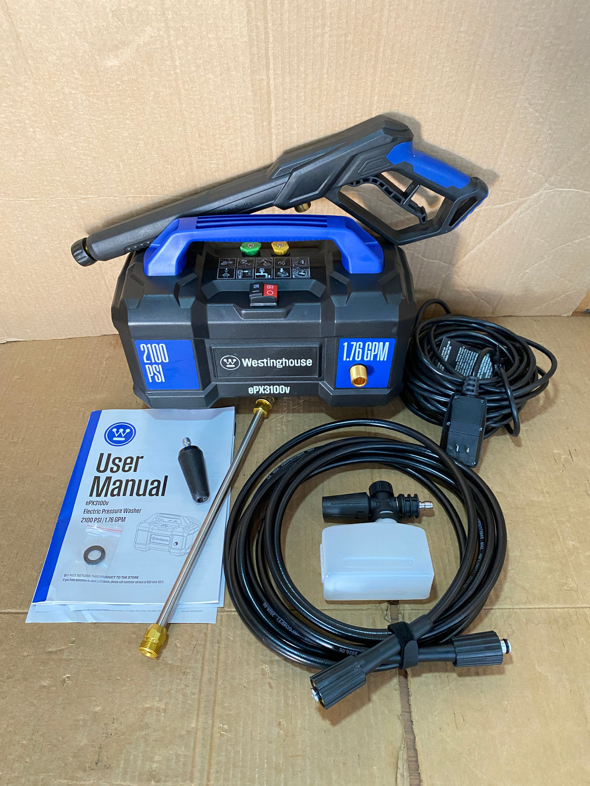 Westinghouse Electric 2100 PSI&1.76 GPM Pressure Washer W/ Built-in Carry Handle