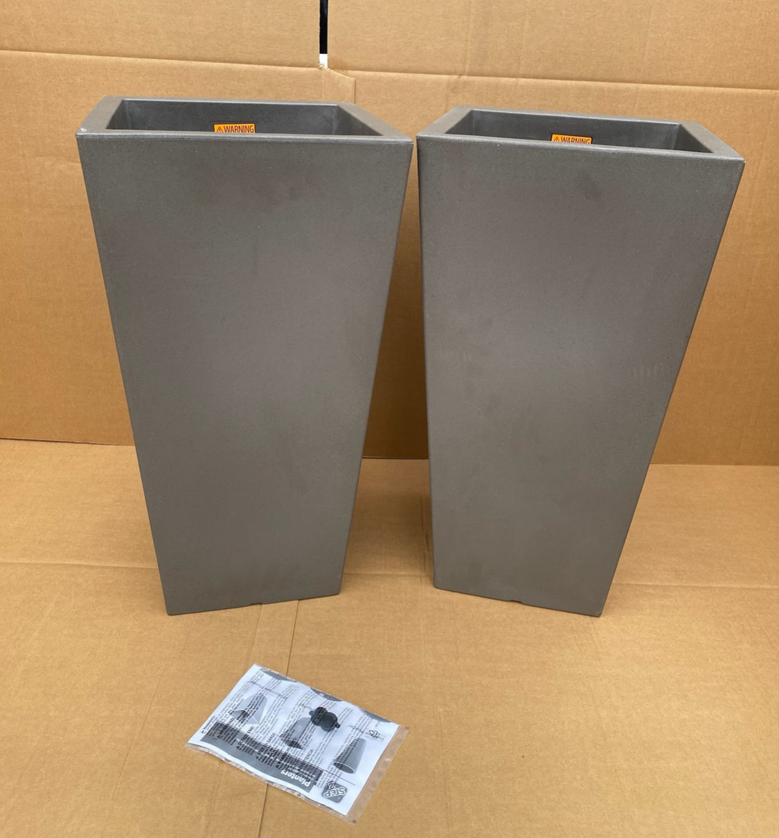 Set Of 2 - New Other Step2 Tremont 28" Tall Square Tapered Planters, Dark Cedar