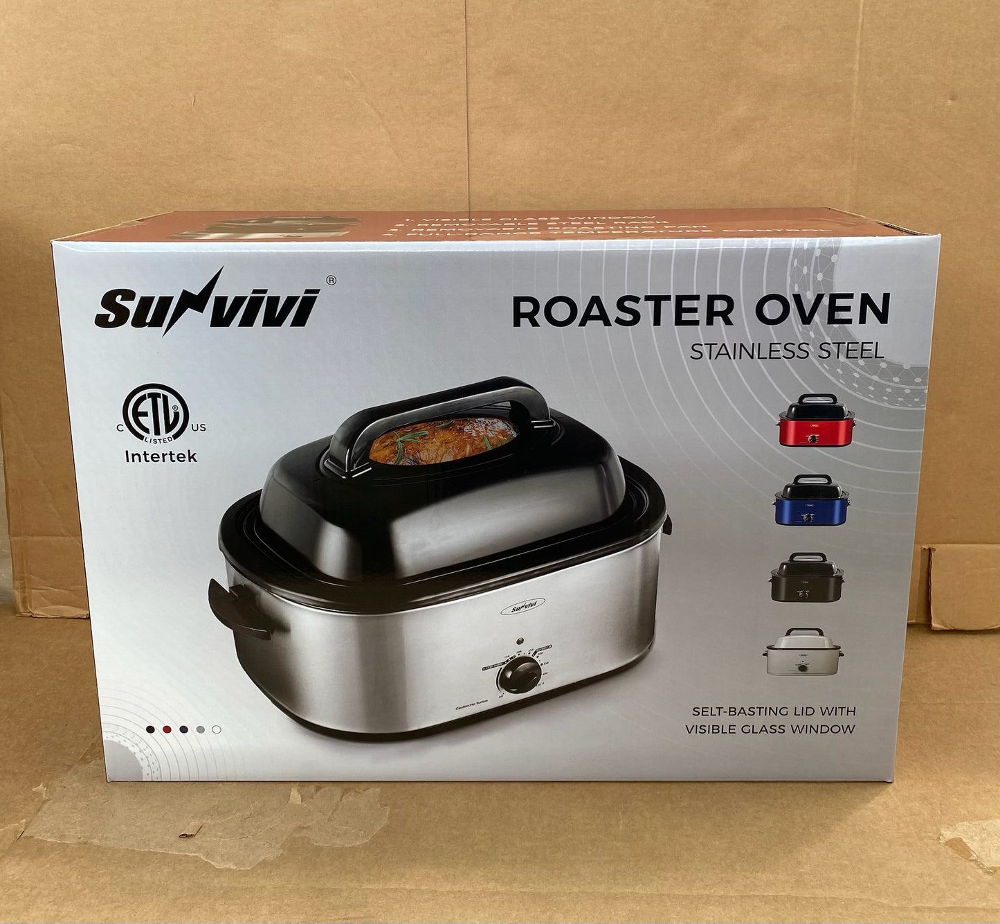 New Sunvivi 26 Qt Electric Roaster Oven W/ Glass Lid & Cool-Touch Handles, White