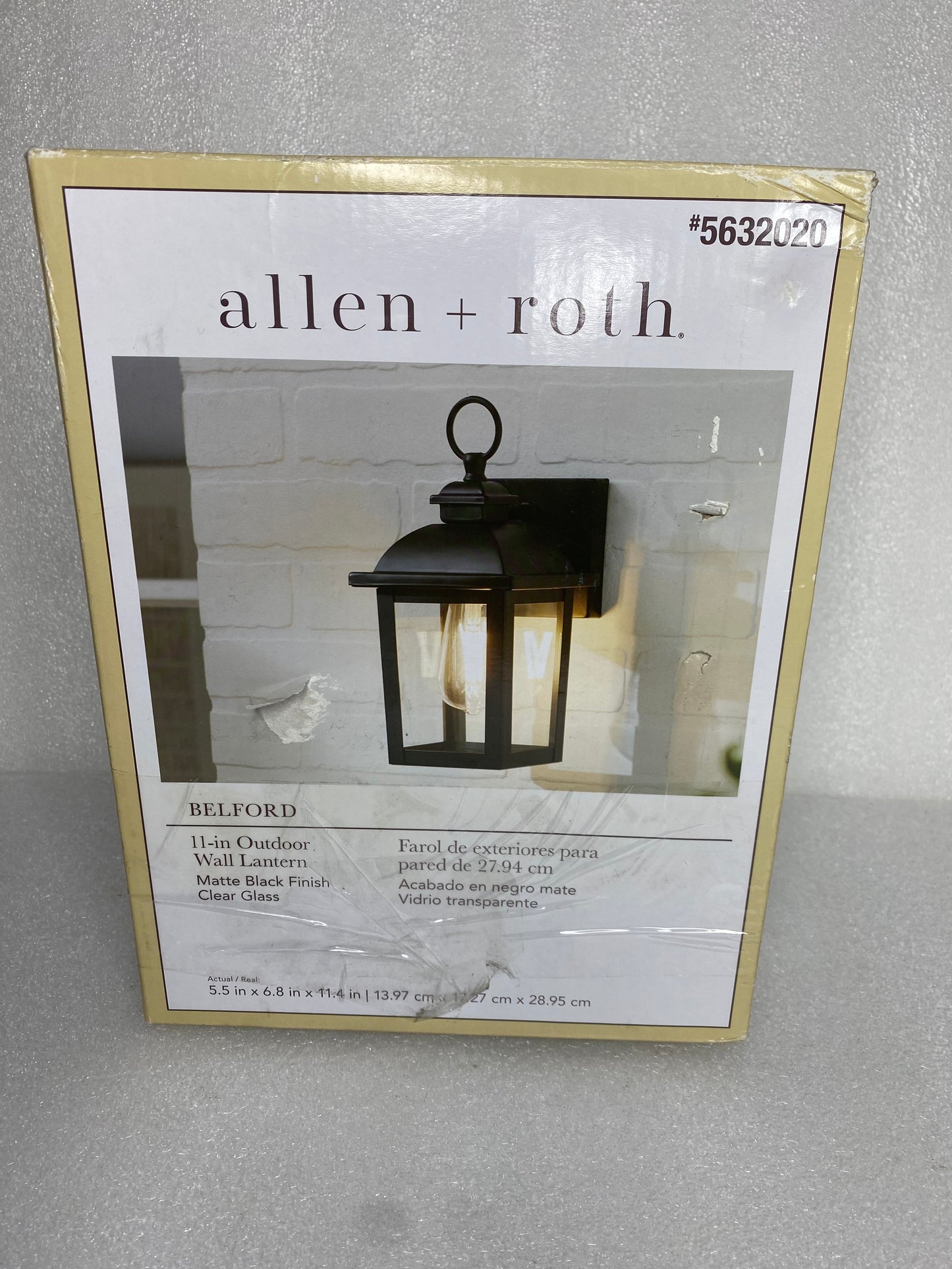 new Other-allen + roth Belford 11.4” H Hardwired Outdoor Wall Light, Matte Black