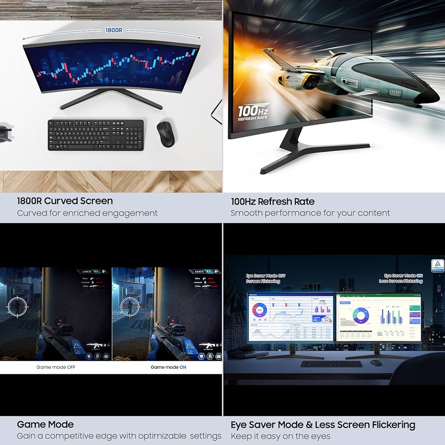New Open Box Samsung 27” S3 FHD 100Hz Curved Gaming Monitor W/ Built-in Speakers
