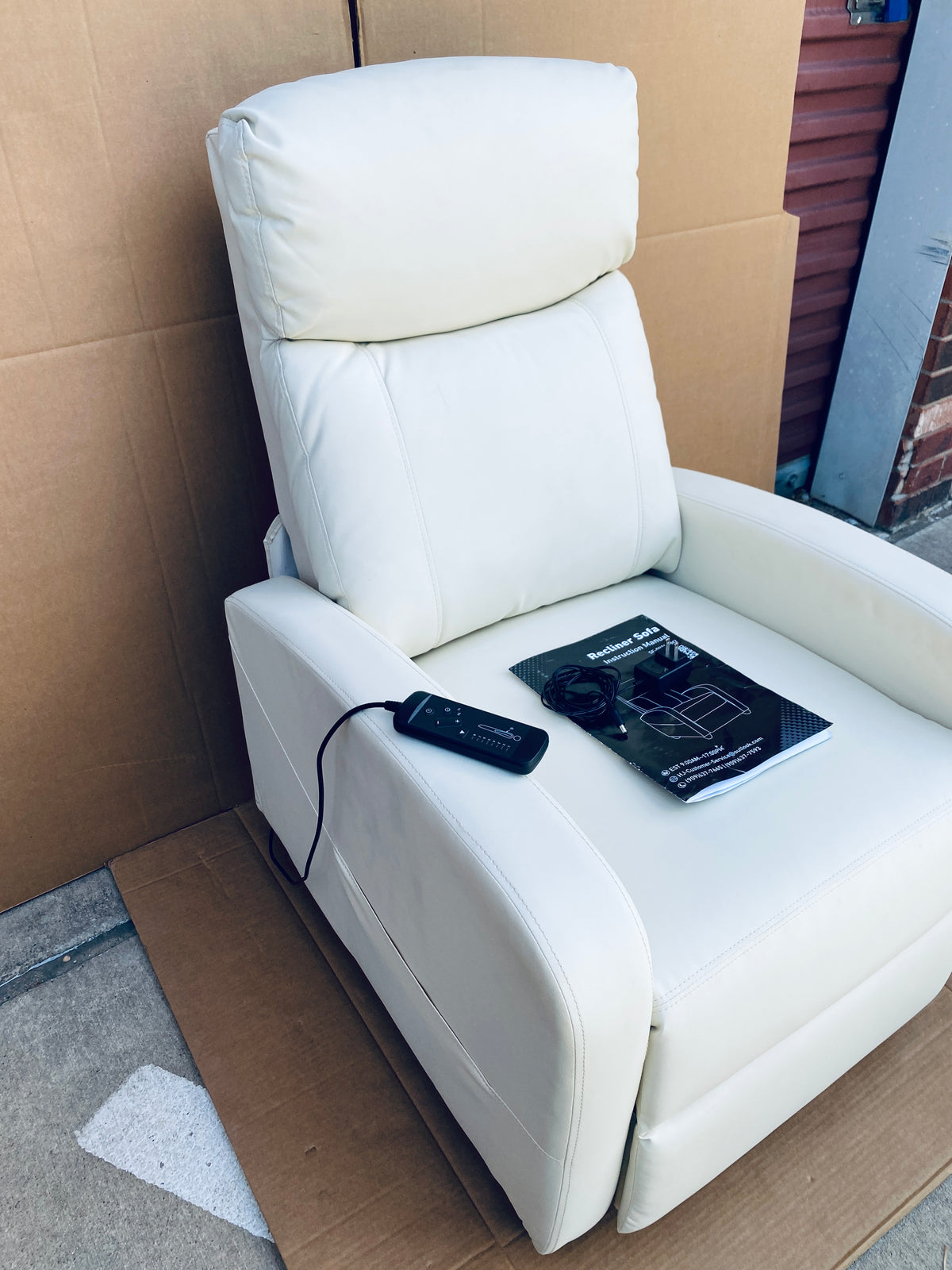 edx Adjustable Recliner Chair Sofa with Vibration Massage Function, Beige