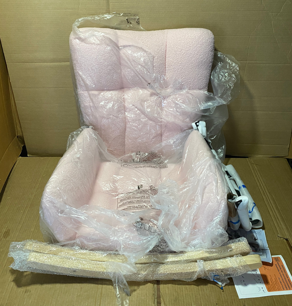 New Other DUMOS Nursery Upholstered Teddy Glider Rocking Armchair, Pink