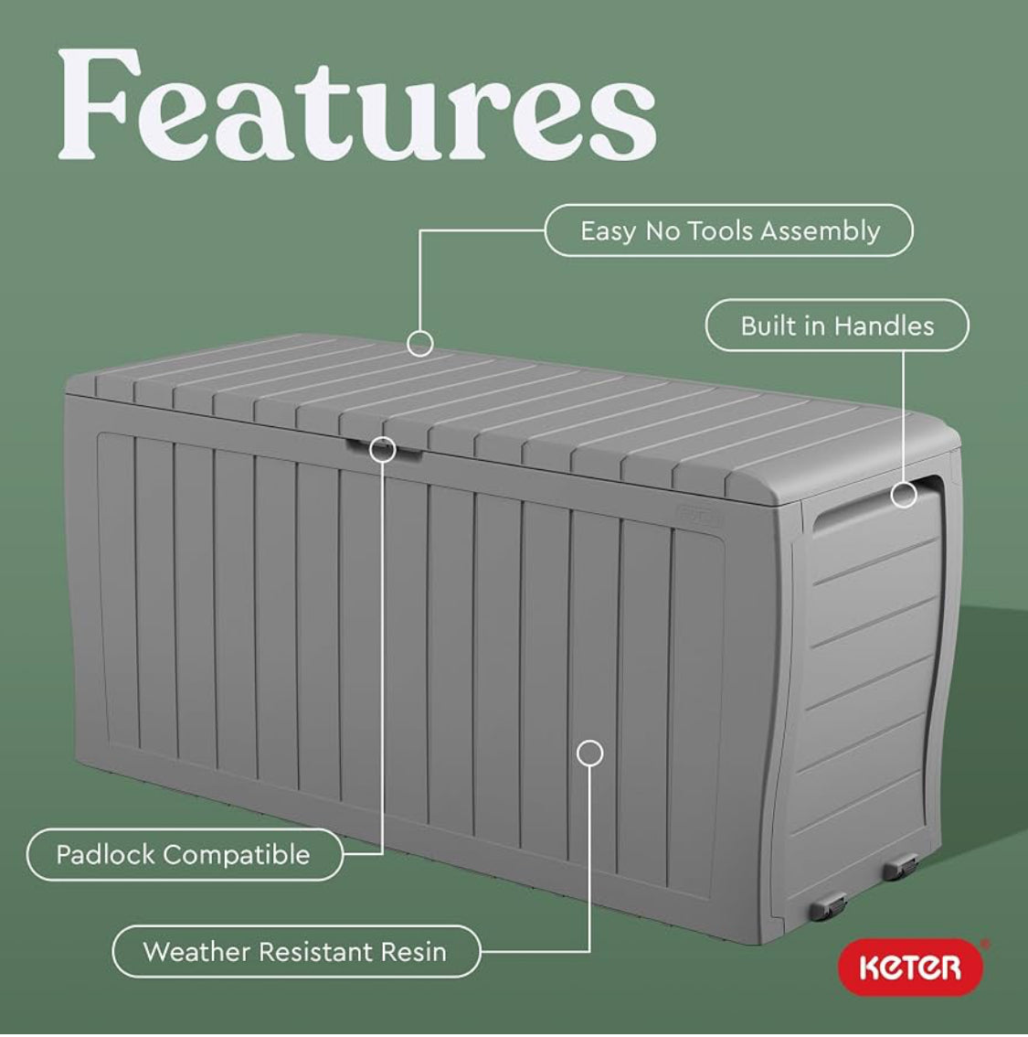 New Other Keter Marvel 71 Gal Outdoor Storage Box For Patio & Pool Accessories