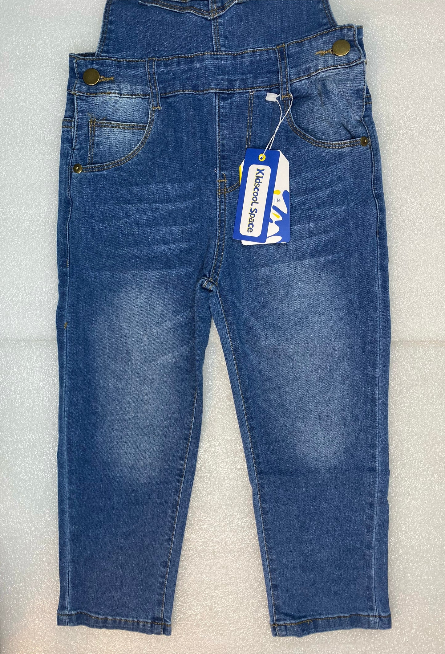 New Kidscool Space Size 5-6 Child Denim Slim Pants Jeans Overalls, Light Blue