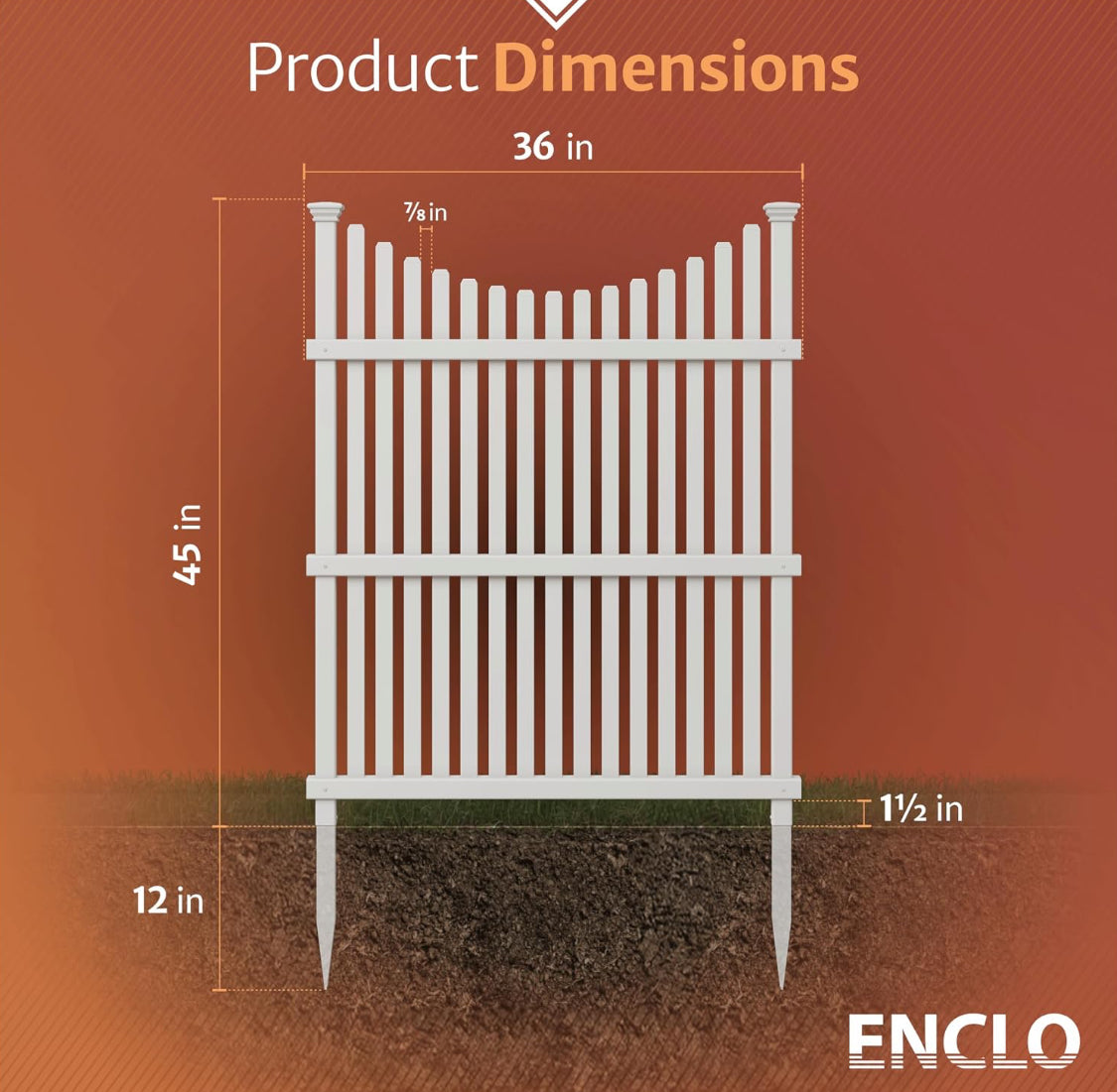 New Other Enclo Huntersville DIY No Dig White Vinyl Privacy Screen, 45”H x 36”W