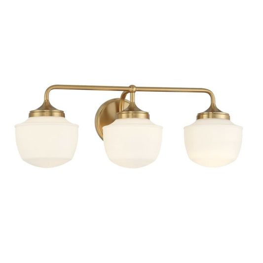 New Open Box Minka Lavery Cornwell 23" 3-Light Aged Brass Vanity Light W/Shades