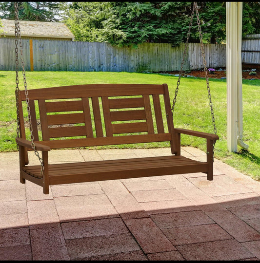 New Other Furinno TIOMAN Hardwood 2-Seater Porch Swing With Chains, Natural