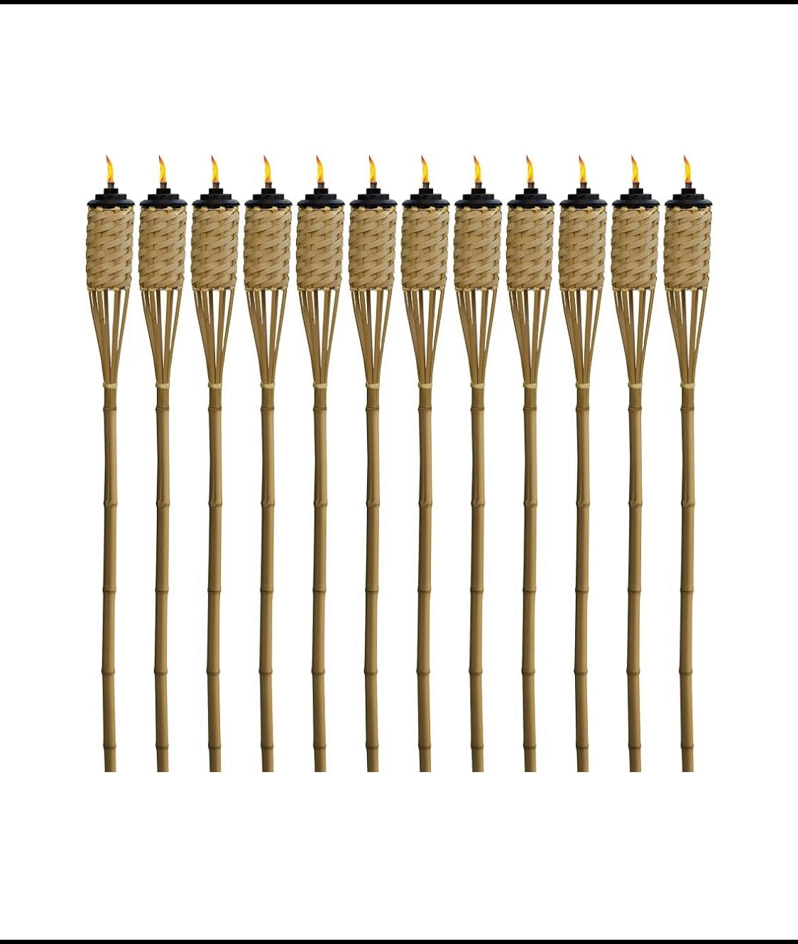 Set Of 12 - New Open Box TIKI 57” Outdoor Weather-Resistant TIKI Bamboo Torches