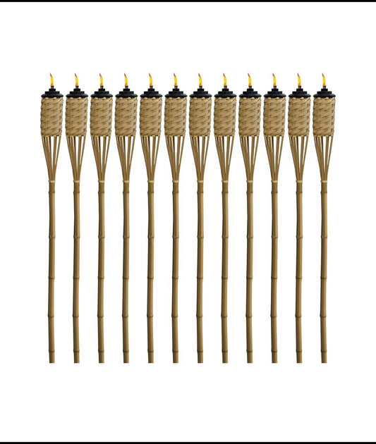 Set Of 12 - New Open Box TIKI 57” Outdoor Weather-Resistant TIKI Bamboo Torches