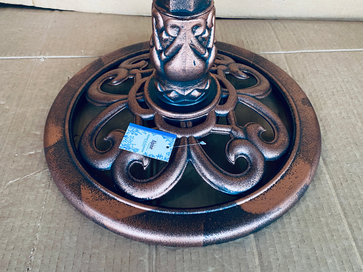 New Open Box Alpine 28" Pedestal Bird Bath With Scrollwork Base & Ground Stake