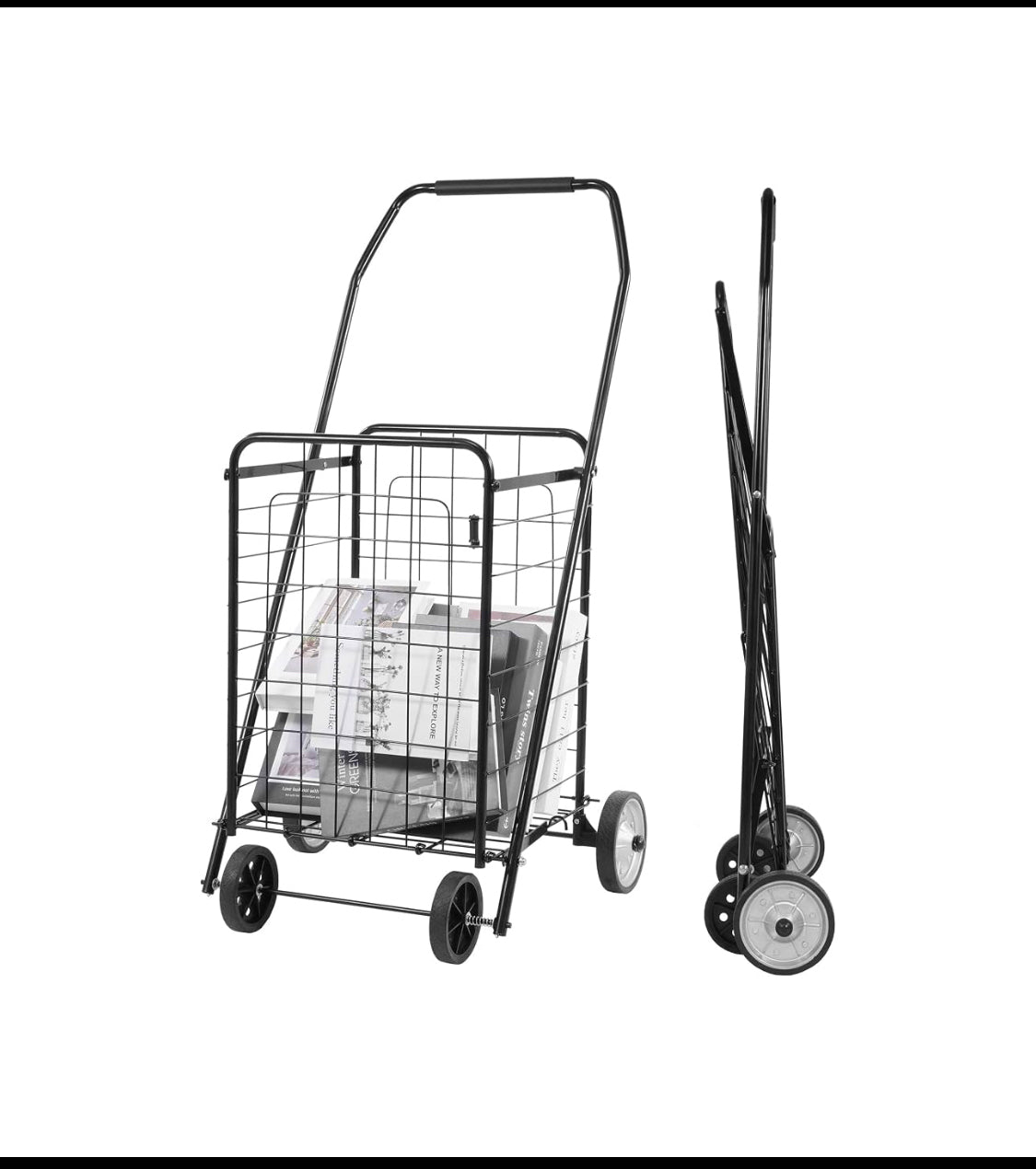 New Other Elevon Foldable Shopping Utility Cart With Rolling Wheels, Black