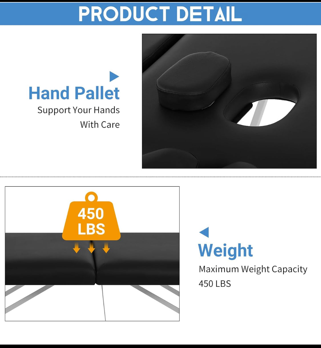 New Procosia 73” Height Adjustable/Foldable Aluminum Massage Table Bed, Black