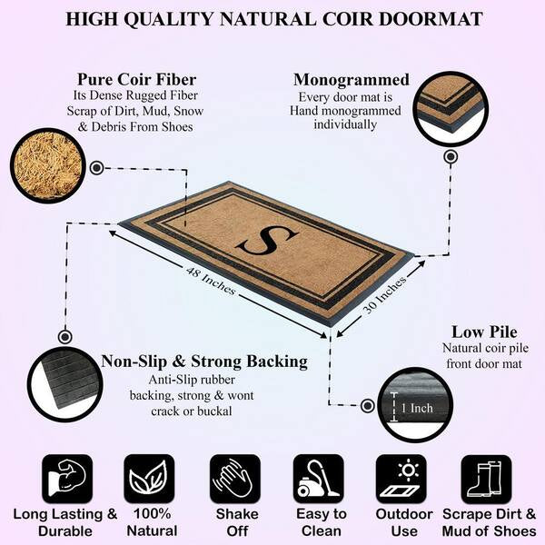 New Other A1HC 30”x48” Coir Double Border Monogrammed Outdoor Non-Slip Door Mat