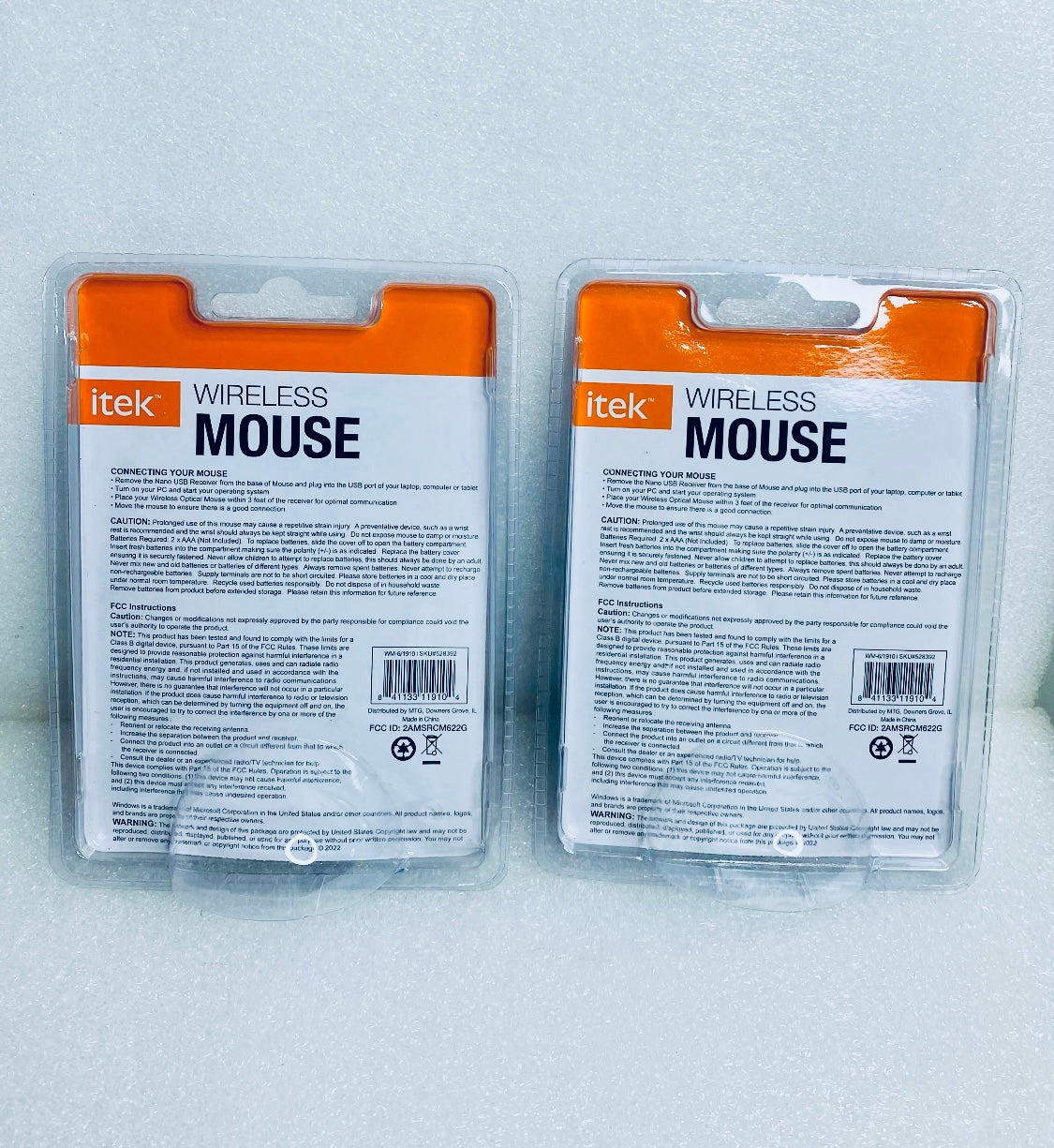 Lot Of 2 - New Itek Black Wireless 2.4GHz Mouse, 1000-1600 dpi, WM-6/1910