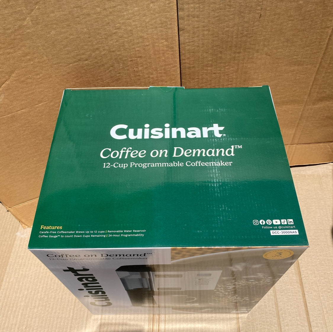 New Coffee On Demand 12 Cup Programmable Coffee Maker, Black/Silver