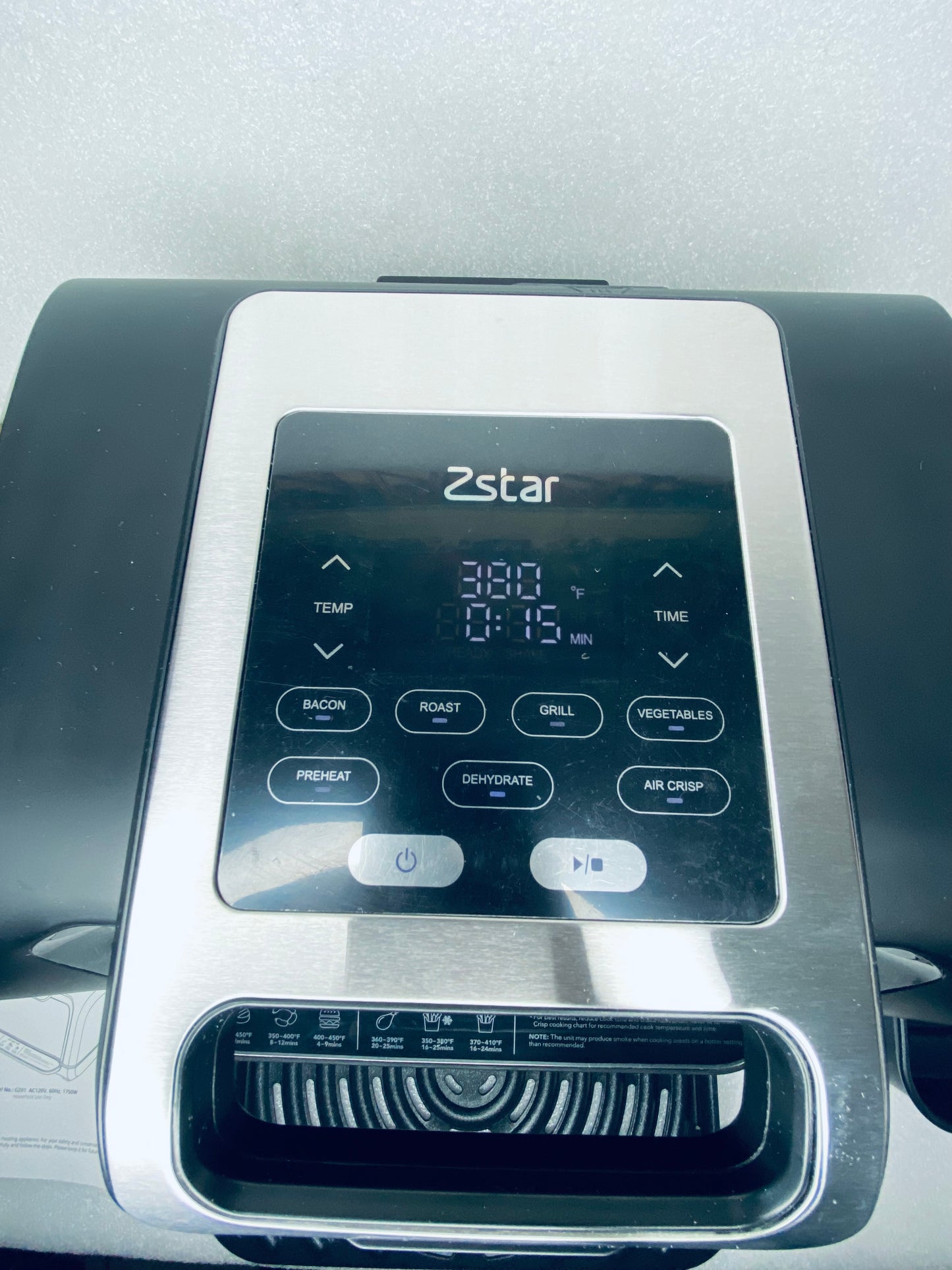 New Other Zstar 7-in-1 Indoor Air Fryer Grill Combo, GZ01, Black With Tongs