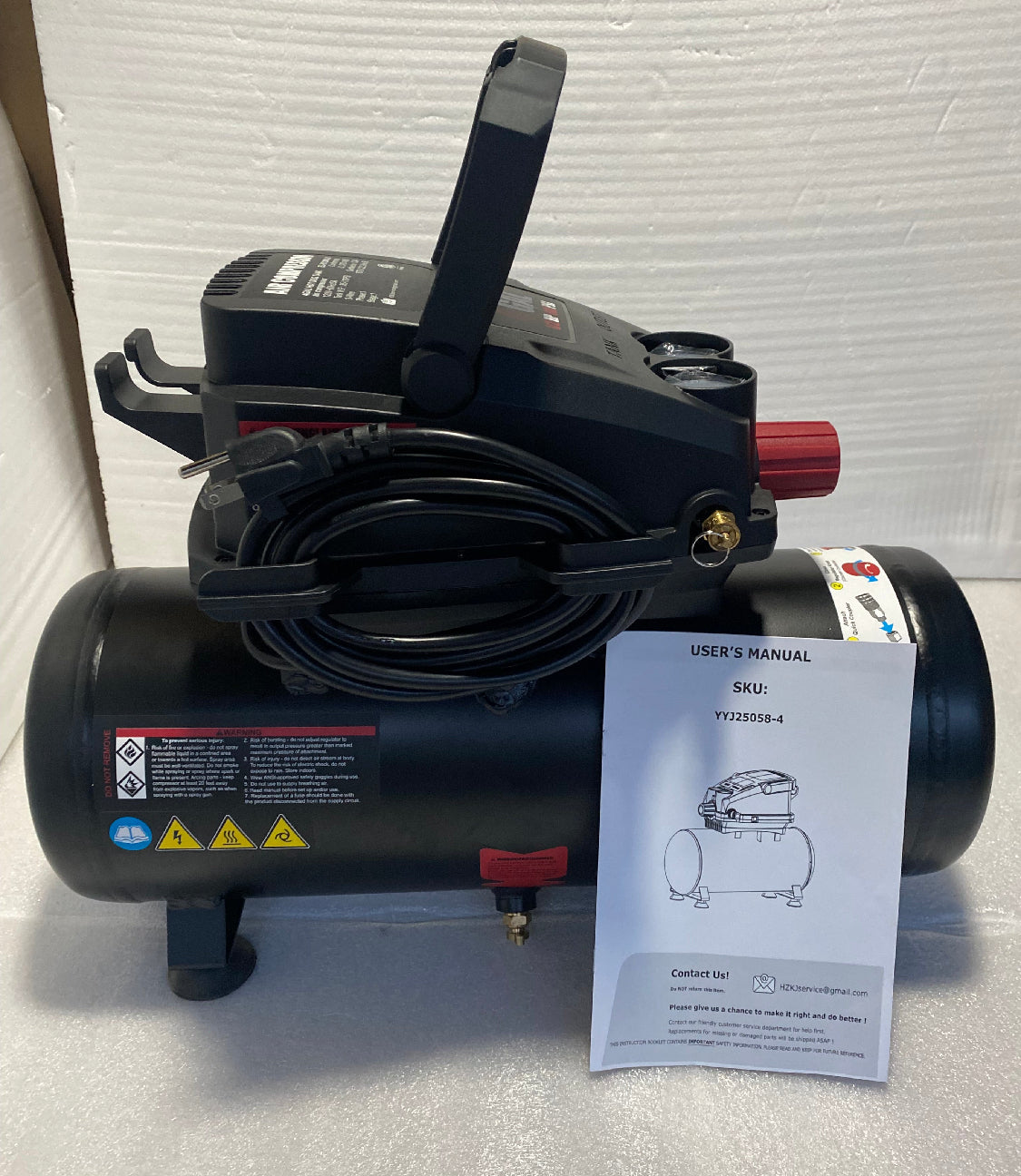 New Other 4 Gallon Portable Air Compressor With 0.5HP & Max 110PSI, Black