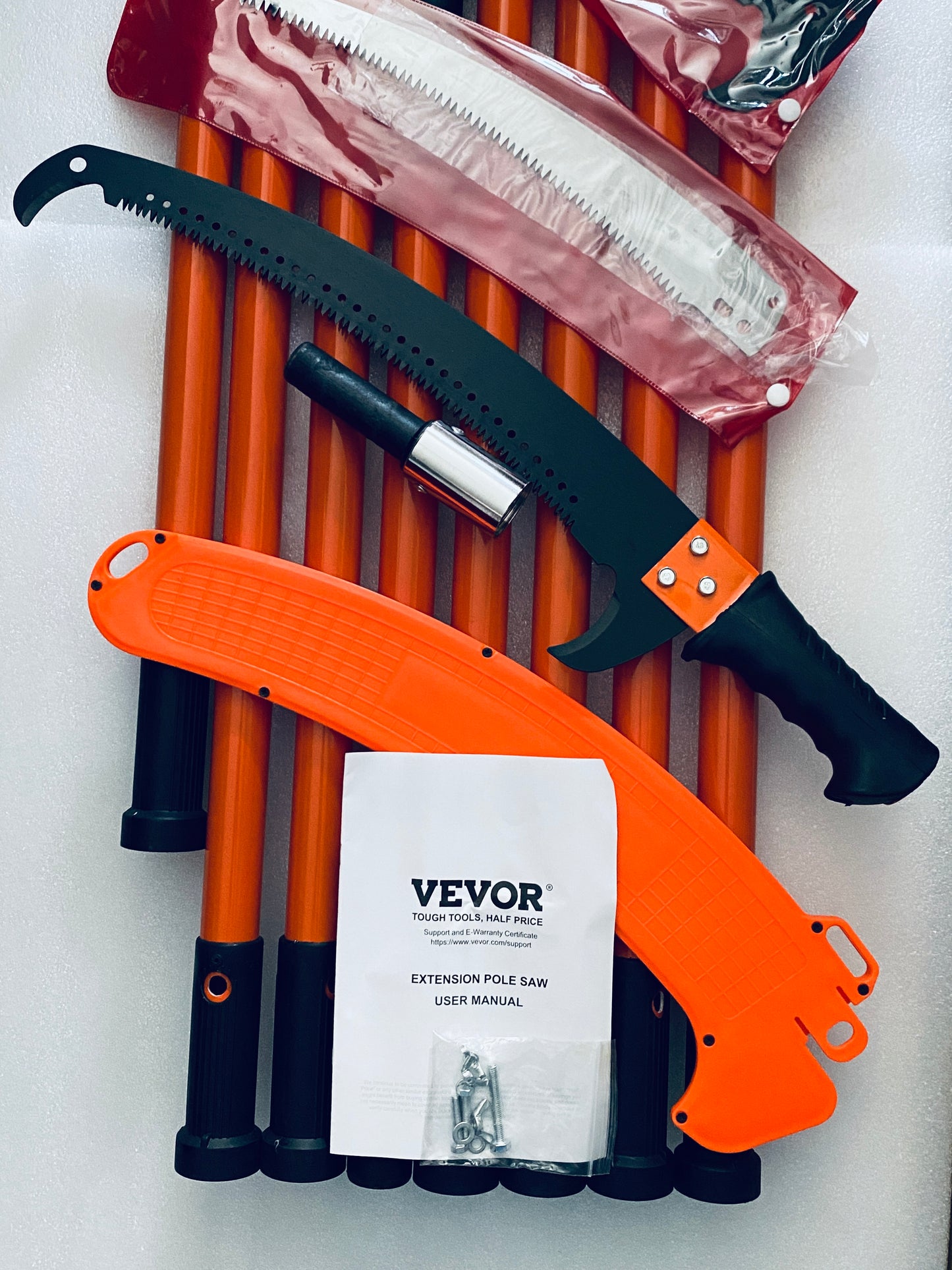 New Other VEVOR 7.3-27 ft Extendable Tree Pruner/Manual Pole Saw, Orange/Black