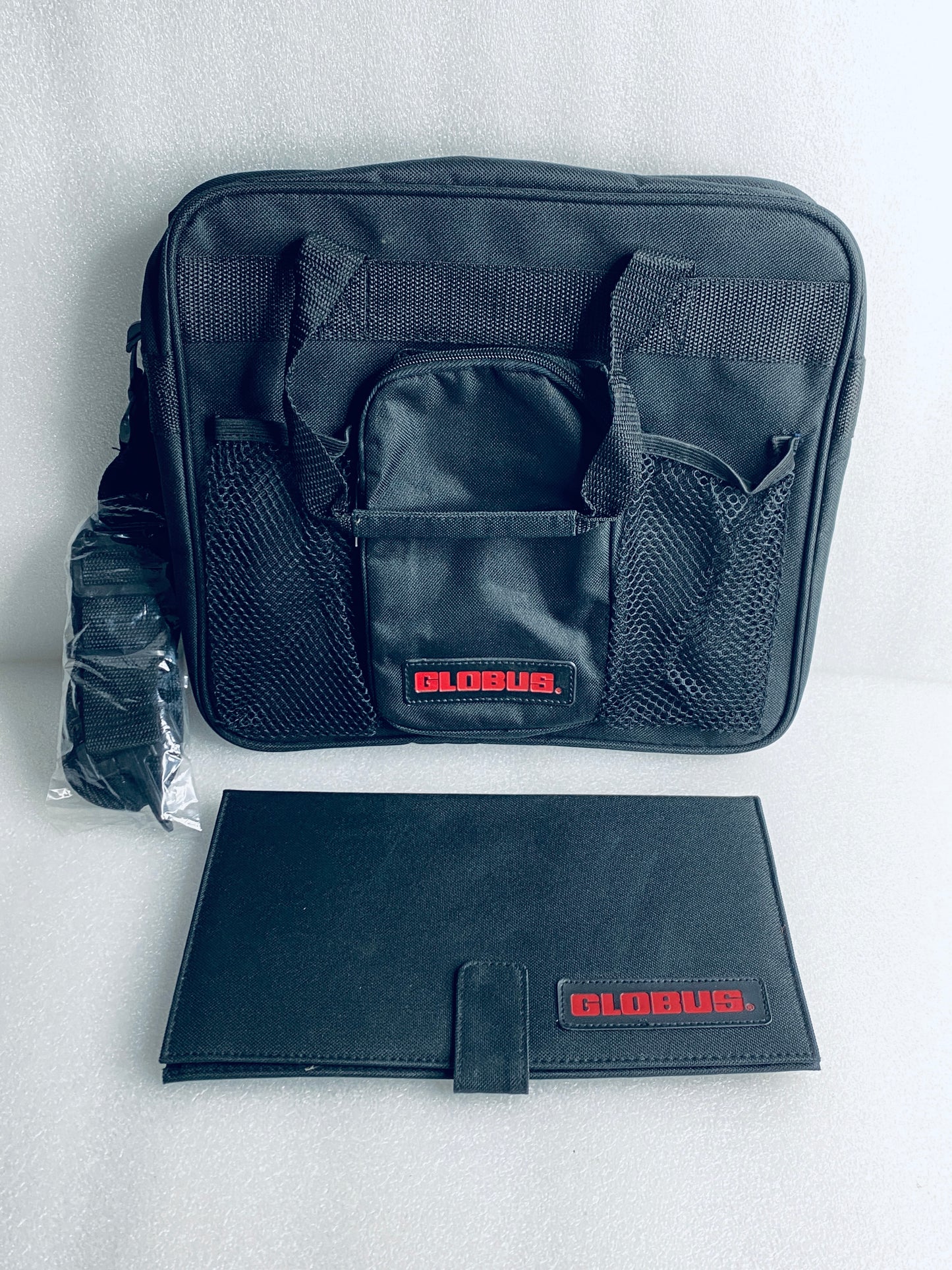 Globus Travel Tote Utility Bag With Shoulder Strap & Mesh Pockets, Black