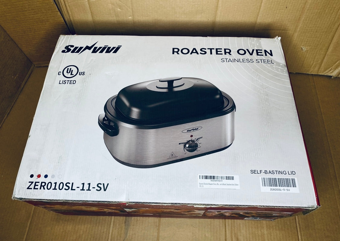New Open Box Sunvivi 20QT Electric Roaster Oven W/ Removable 3-Bin Buffet Server