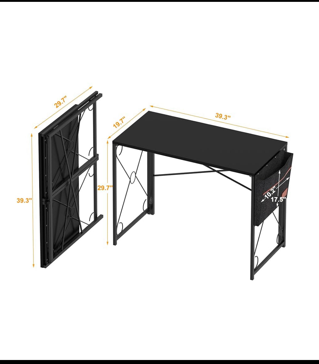 VECELO 39” Folding/Writing Desk, Black