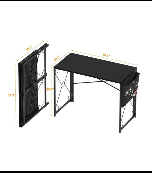 VECELO 39” Folding/Writing Desk, Black