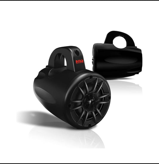 Set Of 2 New - BOSS Audio Systems 4” 2 Way 400 W Wakeboard Tower Speakers, Black