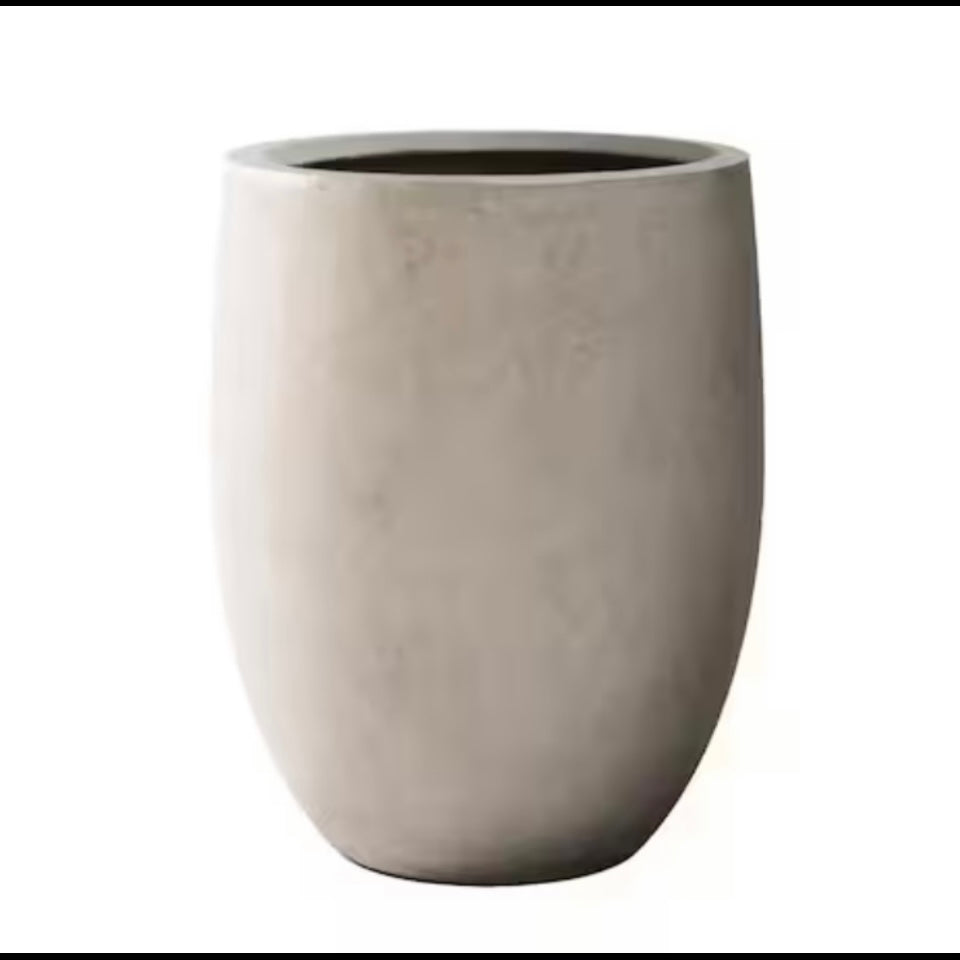 New Kante 21.7” Weathered Concrete Tall Modern Round Large Planter W/ Rubber Plug