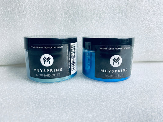 Lot Of 2 - New MEYSPRING Mermaid Dust & Pacific Blue Pearlescent Pigment Powder