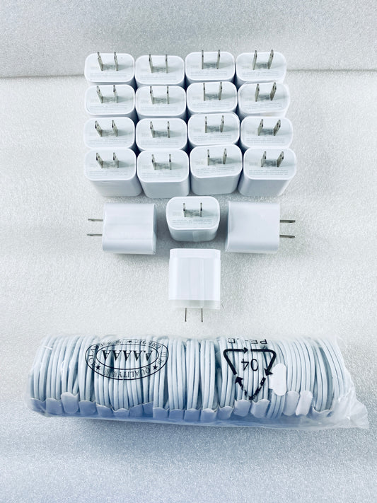 Lot Of 40-New Other (20) 20W USB‑C Power Adapters & (20) Type-C Charge Cables
