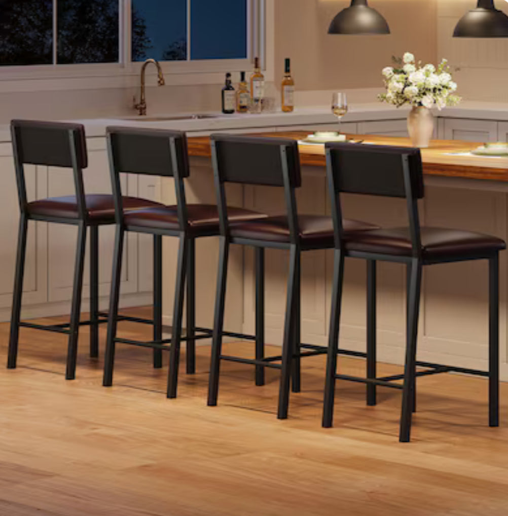 Set Of 4 - New Other Garvee  25” Counter Height PU Leather Bar Stools Barstools