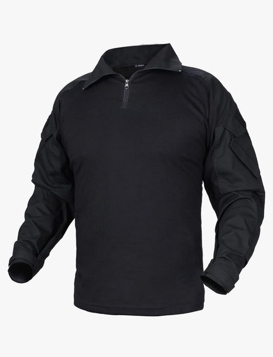 New IDOGEAR Men G3 Tactical Combat Long Sleeve Shirt With Elbow Pads, Black