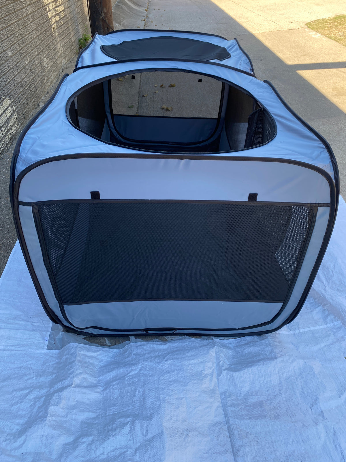 Like New EighteenTek 73” 2-in-1 Pop Up Dog/Cat Playpen, Grey