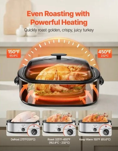 New Other VEVOR 20Qt Self-Basting Electric Roaster Oven, Silver