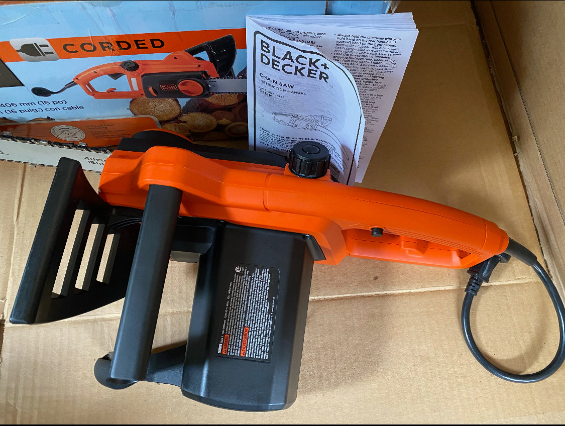 Like New BLACK+DECKER 12 Amp 16 in. Corded Electric Chainsaw, Black/Orange