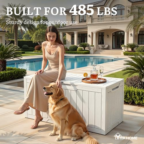New Other YITAHOME 100 Gallon Large Resin Outdoor Deck Storage Box, White