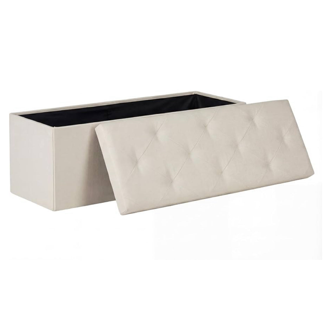 New Open Box NEWBULIG 43” Folding Storage Ottoman Bench, Beige