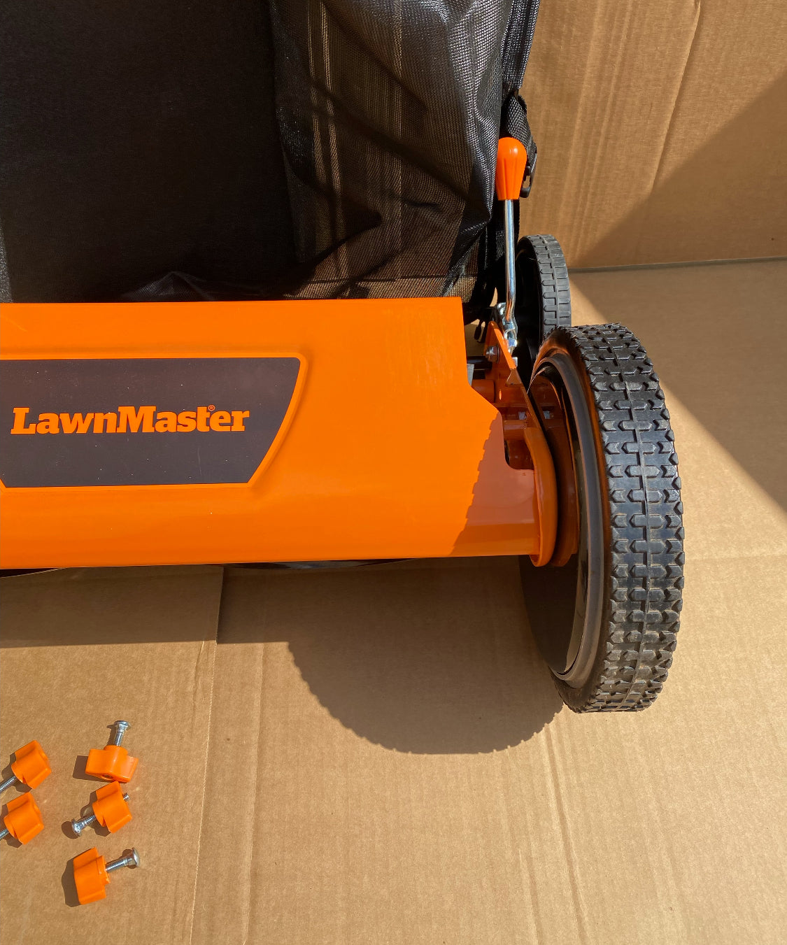 LawnMaster 18-Inch  5-Blade Push Reel Lawn Mower, Orange/Black