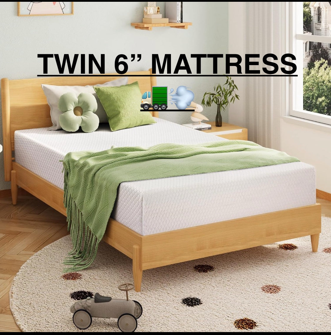 New EGOHOME 6” Twin Memory Foam Mattress With Cooling Green Tea Gel, White