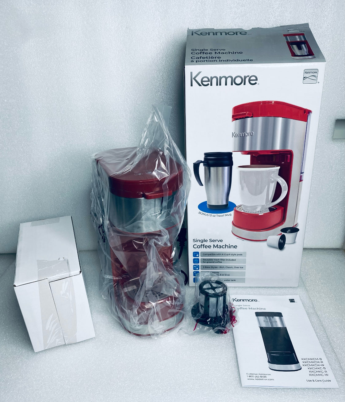 New Kenmore Single Serve Coffee Maker One Cup Brewer W/ 6–12 Oz Brew Sizes, Red