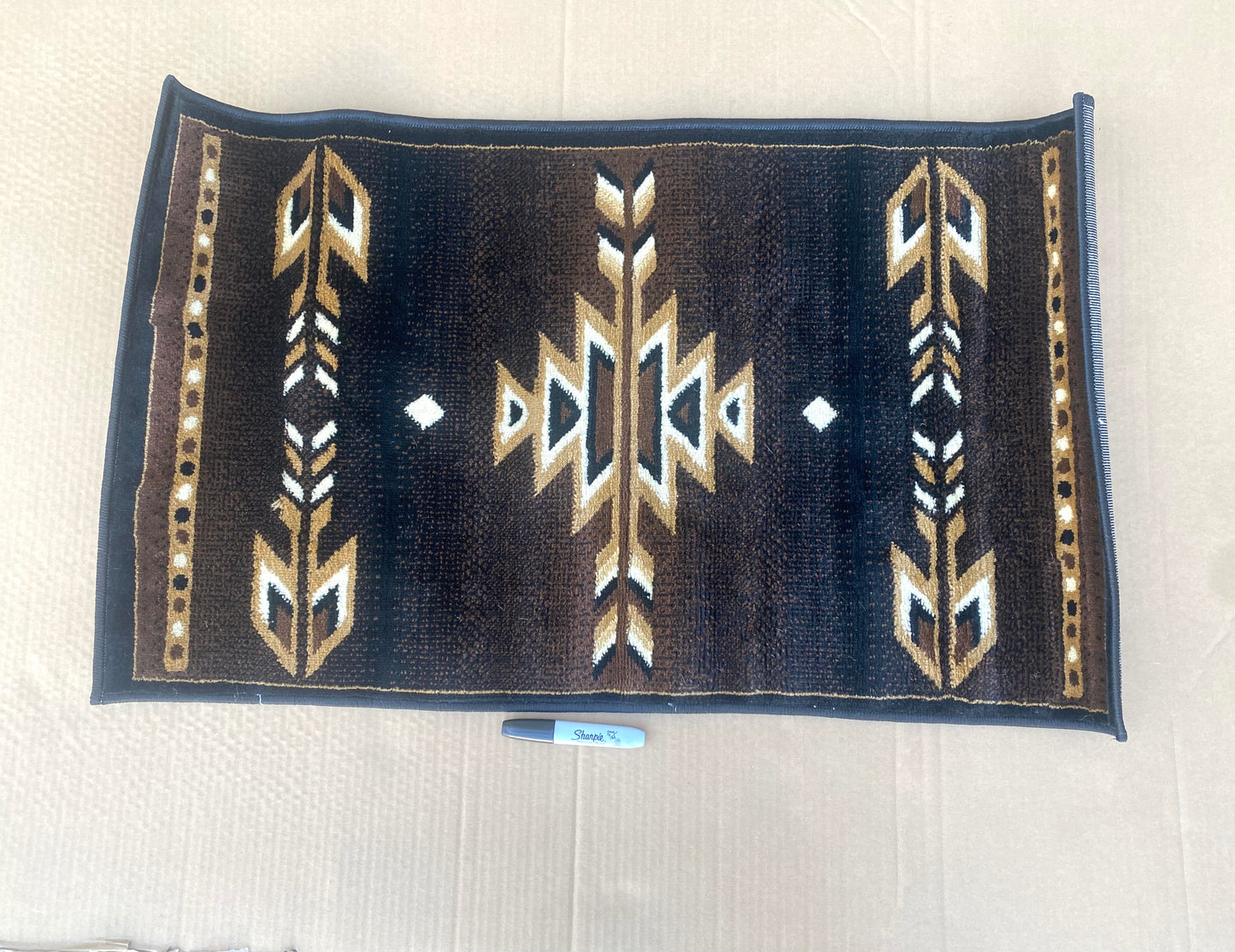 #154 - Masada Rugs Brown Southwest Area Rug, Approx. 39 3/4” x 23 1/2” - (IN CONDITION AS SHOWN)