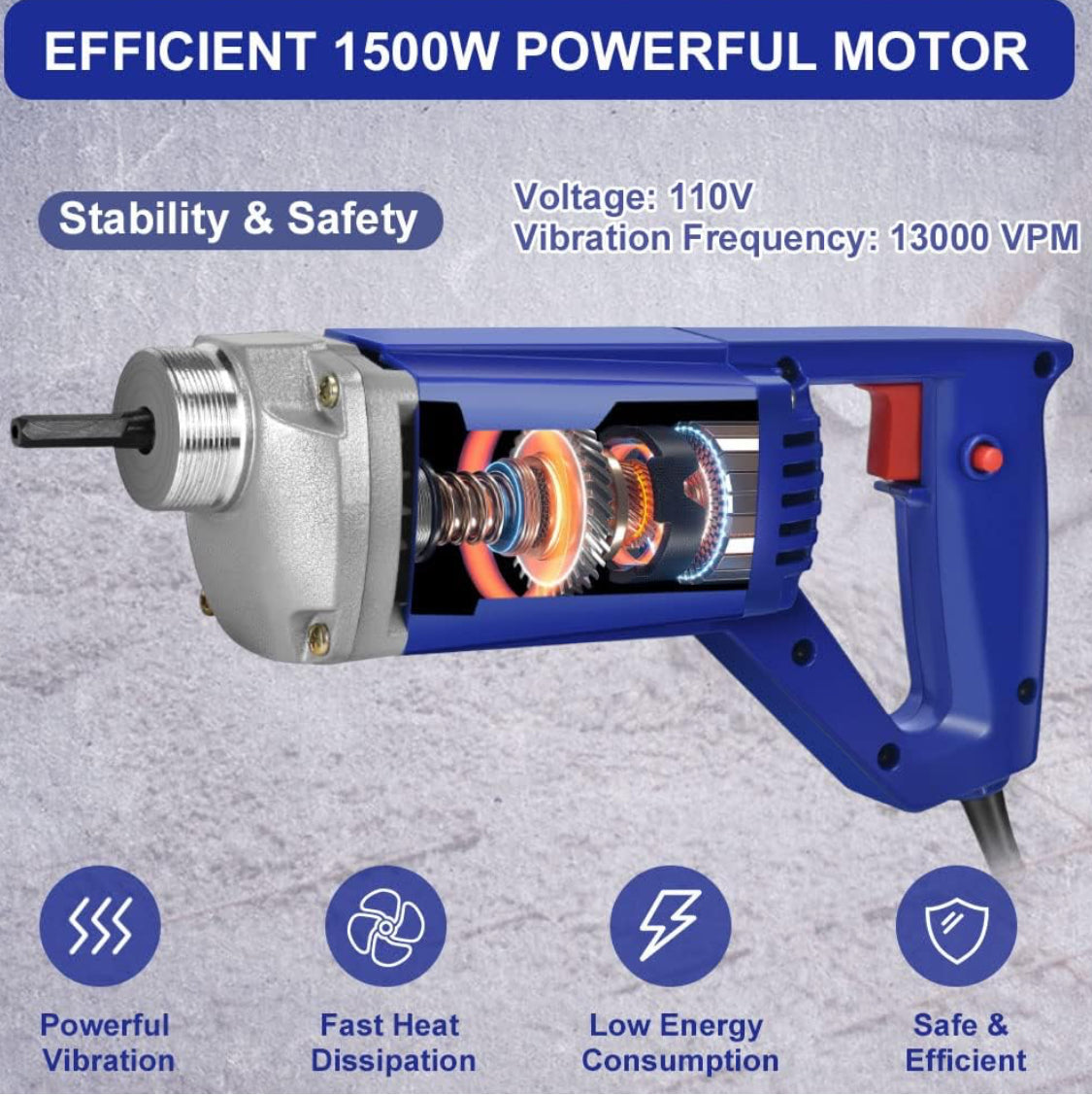 New Other Seeutek 1500W 6.6FT 13000VPM Electric Handheld Concrete Vibrating Tool