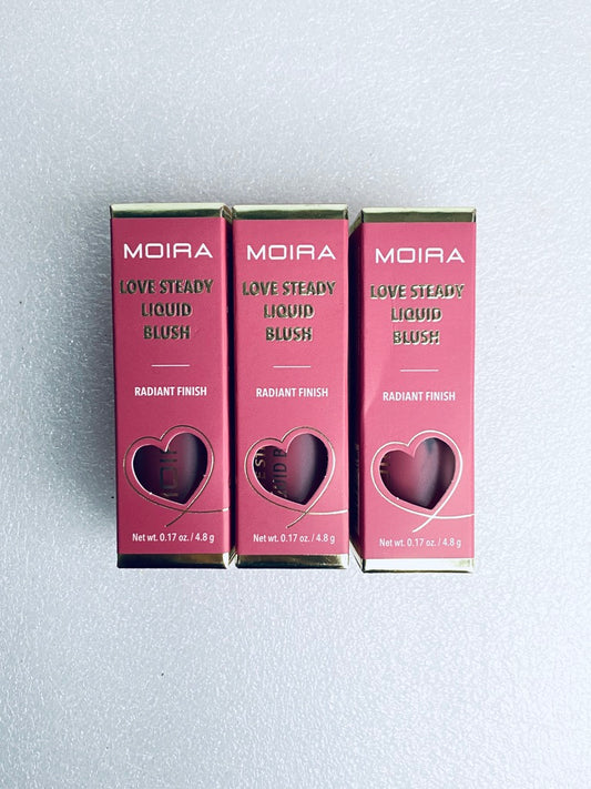 Lot Of 3-New Moira Love Steady Liquid Blush Radiant Finish 07 Trust 0.17 oz Each
