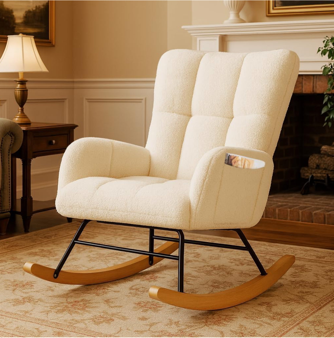 New Other COMHOMA Nursery Teddy Upholstered Glider Rocking Chair W/ Side Pockets