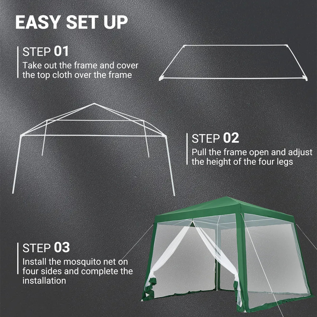 New Other Garvee 10'x10' Canopy Tent With Mosquito Net Walls, Green