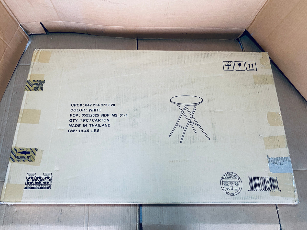 New Open Box Flash Furniture 2-Foot Round Granite White Plastic Folding Table