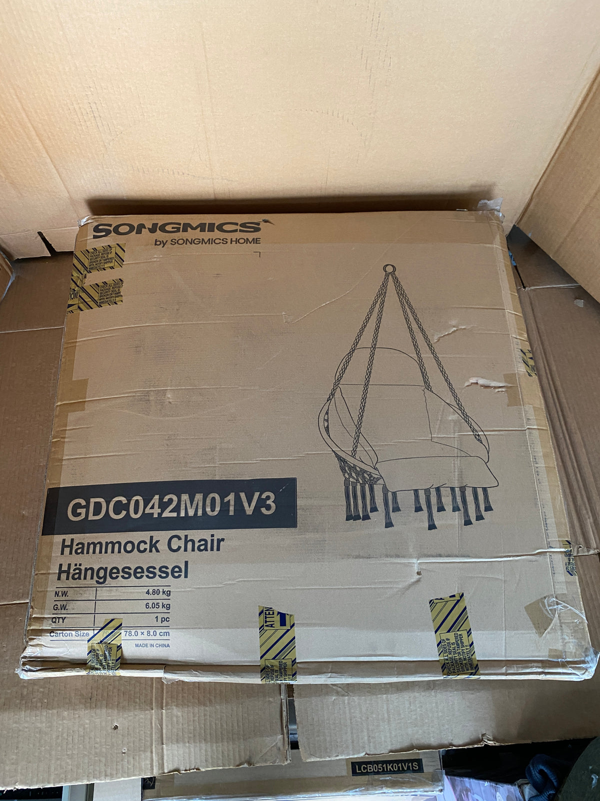 New Open Box SONGMICS Hanging/Swing Chair With Large Thick Cushion, Cream White