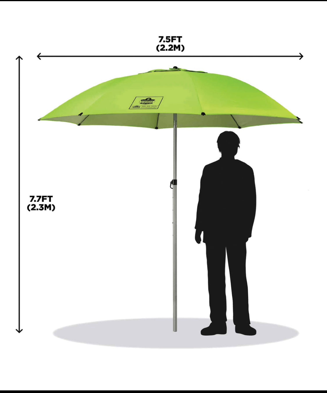 New Other - Ergodyne SHAX 6100 Industrial 7.7’ H Polyester Hi-Vis Lime Umbrella